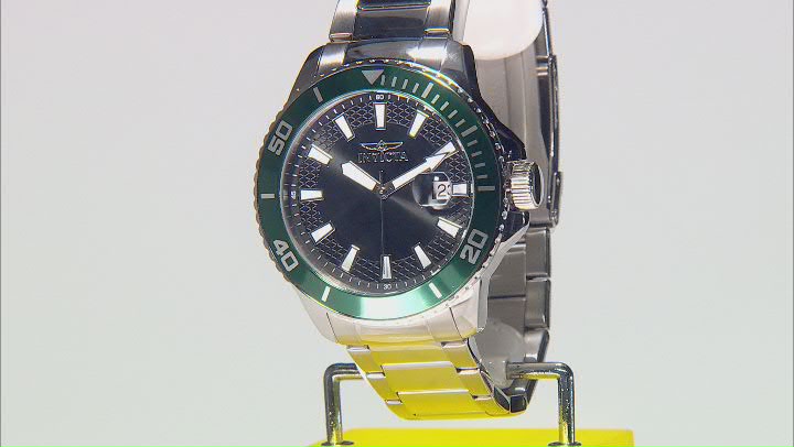 Invicta Pro Diver 45mm Green Bezel Stainless Steel Quartz Watch Video Thumbnail