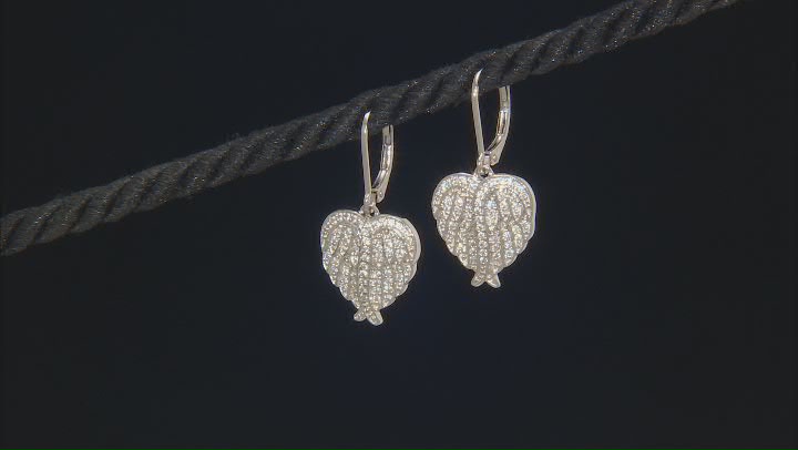 White Cubic Zirconia Rhodium Over Sterling Silver Angel Wing Earrings 0.84ctw Video Thumbnail