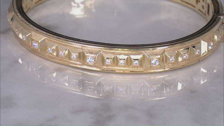 Judith Ripka Cairo 1.75ctw Bella Luce® Diamond Simulant 14K Yellow Gold Clad Pyramid Cuff Bracelet Video Thumbnail