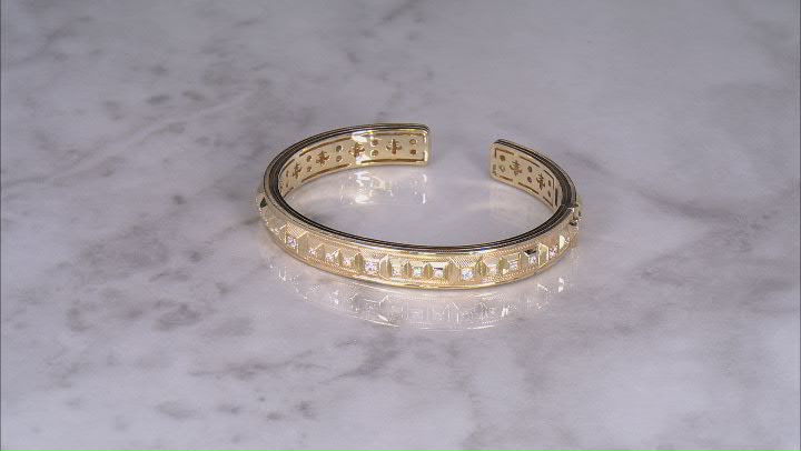 Judith Ripka Cairo 1.75ctw Bella Luce® Diamond Simulant 14K Yellow Gold Clad Pyramid Cuff Bracelet Video Thumbnail