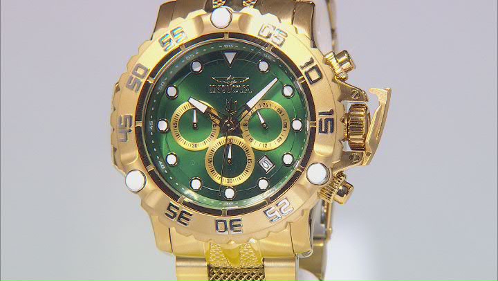 Invicta Subaqua Poseidon 55.40mm Green Dial Gold Tone Stainless Steel Quartz Watch Video Thumbnail