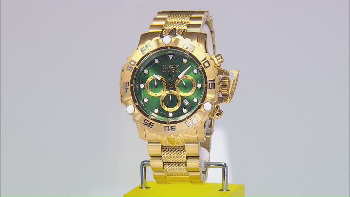 Invicta Subaqua Poseidon 55.40mm Green Dial Gold Tone Stainless Steel Quartz Watch Video Thumbnail