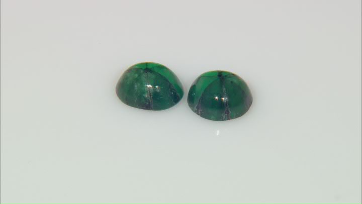 Trapiche Emerald 11.5x9.5mm Oval Cabochon Matched Pair 9.35ct Video Thumbnail