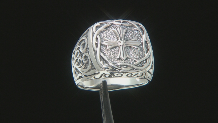 Mens Sterling Silver Cross Design Ring