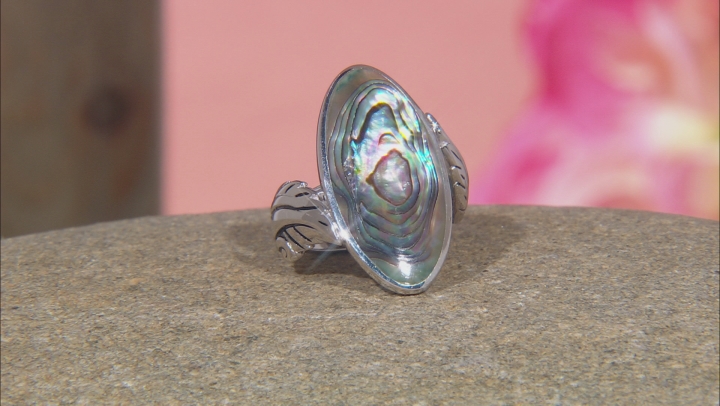 Multi Color Abalone Shell Rhodium Over Sterling Silver Ring Video Thumbnail