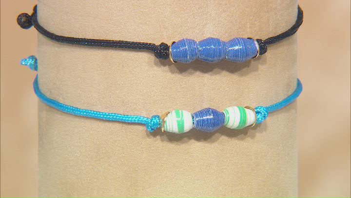 Akola Royal Blue Bicone Adjustable Bracelet Set of 2 Card Video Thumbnail