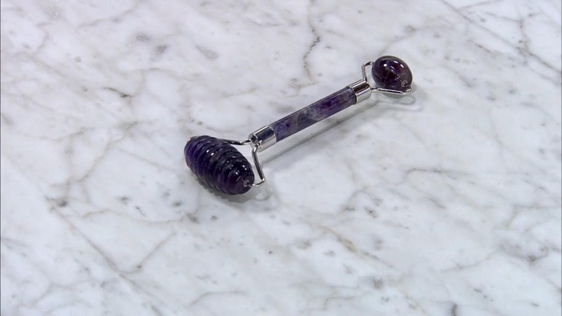 Amethyst Ribbed Texture Facial Roller with Silver Tone Accents Video Thumbnail