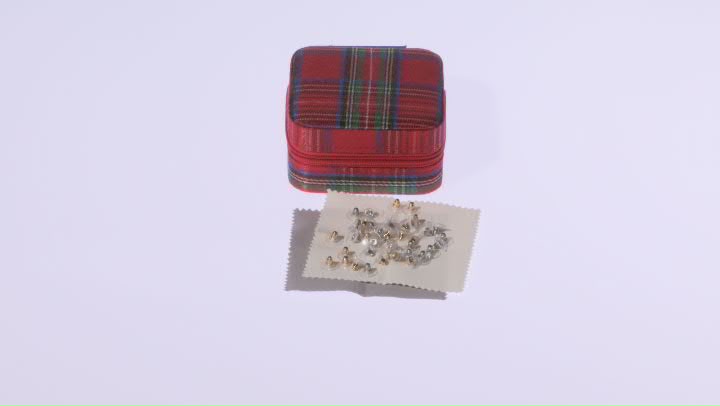 Red Plaid Travel Size Jewelry Box with Cleaning Cloths & 40 Piece Earring Backs Video Thumbnail