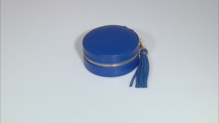 Blue Round Compact Jewelry Box with Tassel appx 9.5x4.5cm Video Thumbnail