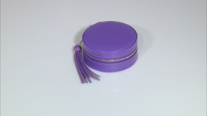 Purple Round Compact Jewelry Box with Tassel appx 9.5x4.5cm Video Thumbnail