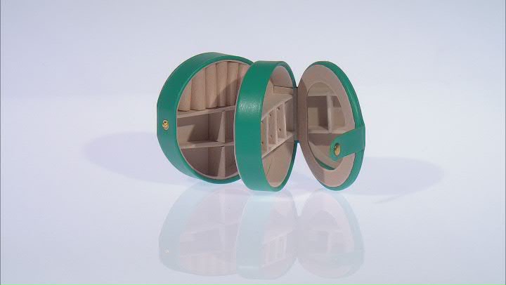 Teal Round Double Layer Jewelry Box with Mirror Video Thumbnail