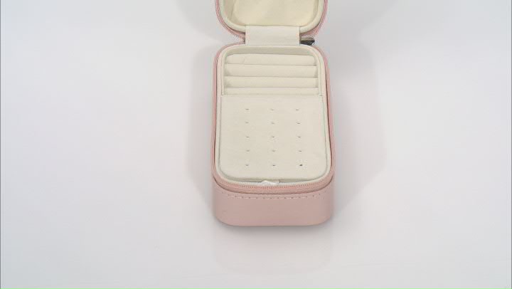 Pearlized Pink Travel Zipper Jewelry Box with Necklace Holder, Ring Rolls, and Earring Storage Video Thumbnail
