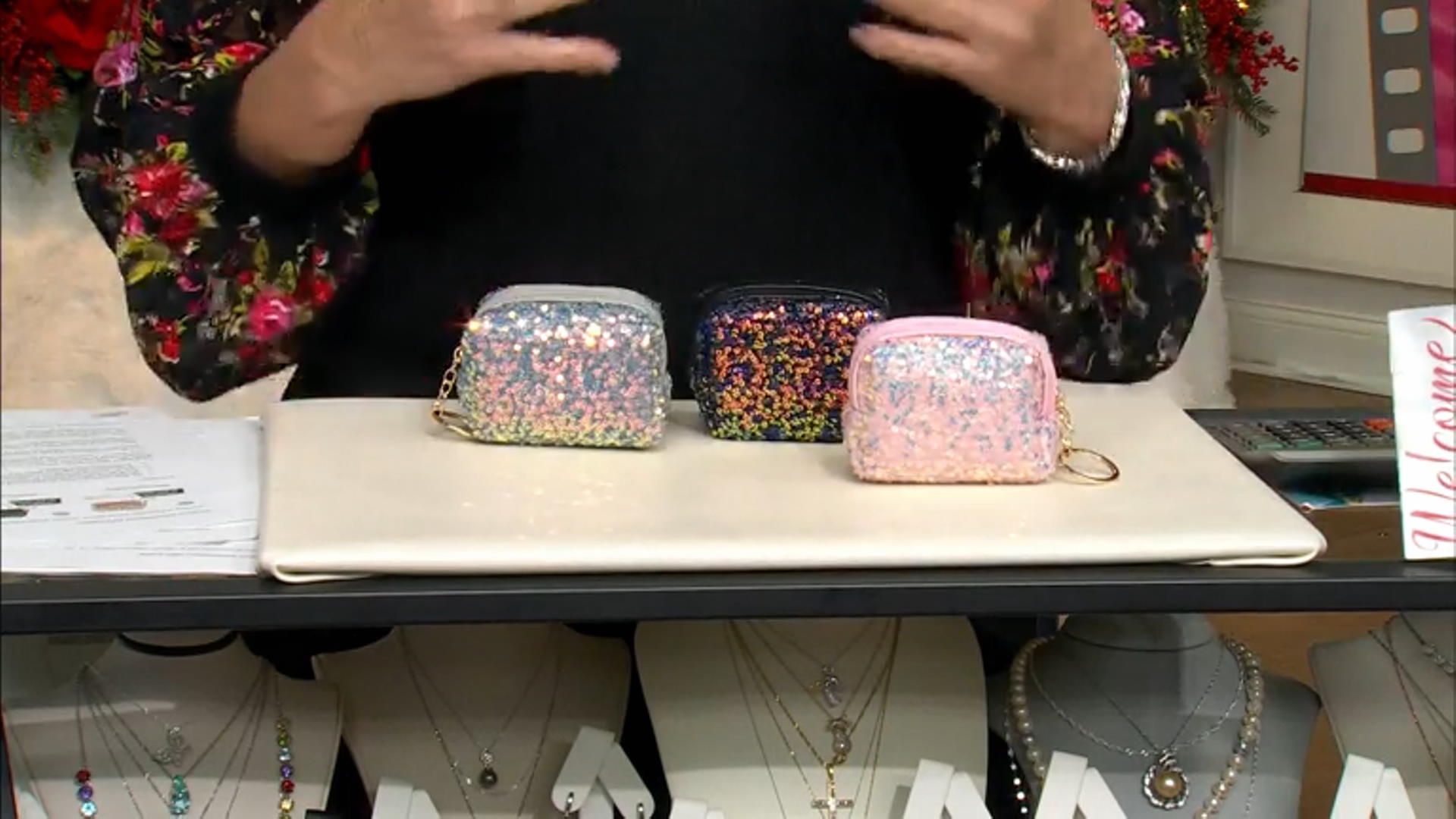 Jewelry Essentials Kit in Pink Sequin Zippered Pouch Video Thumbnail