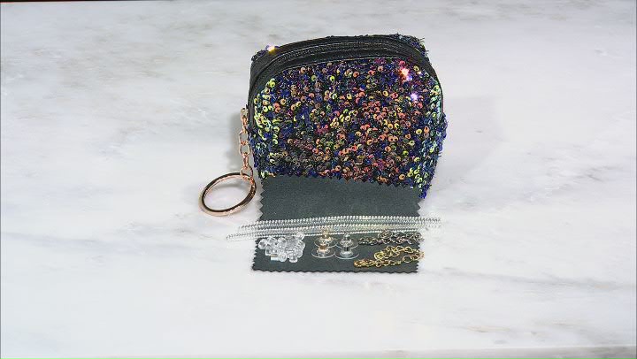 Jewelry Essentials Kit in Black Sequin Zippered Pouch Video Thumbnail