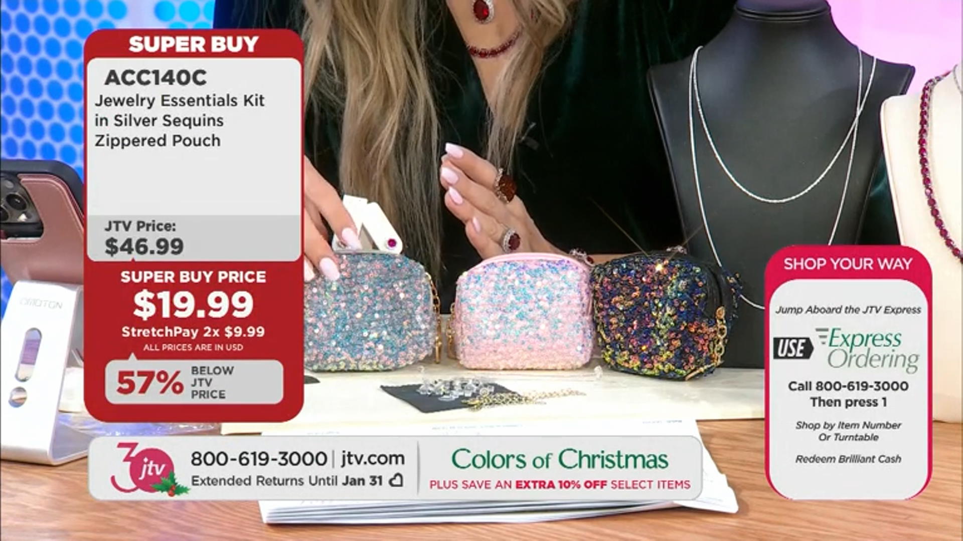 Jewelry Essentials Kit in Silver Sequin Zippered Pouch Video Thumbnail