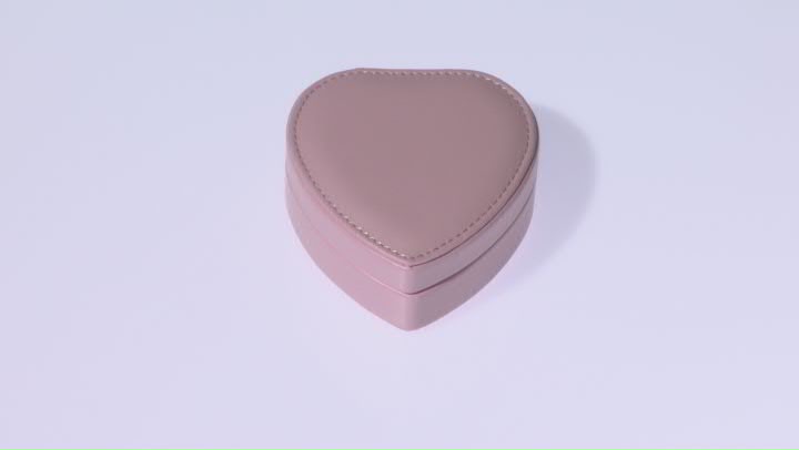 Pink Faux Leather Heart Shaped Jewelry Box Video Thumbnail