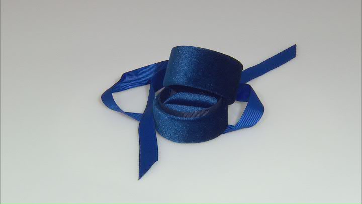 Blue Velvet Round Jewelry Gift Box with Ribbon Video Thumbnail