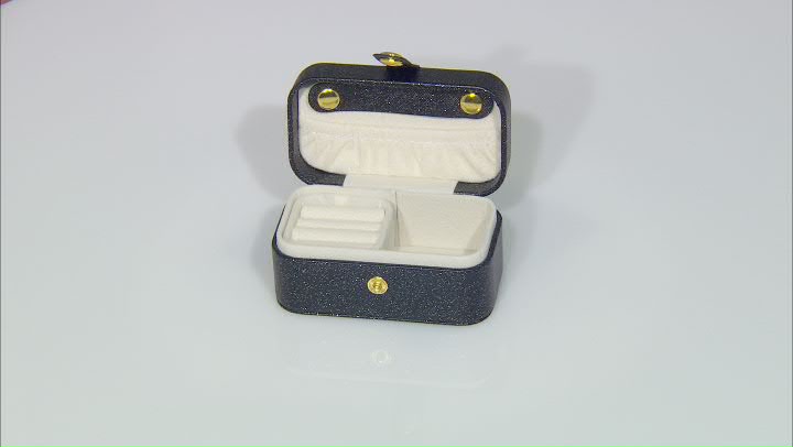 Black Compact Sparkle Jewelry Box with Fabric Interior and Removable Insert Video Thumbnail