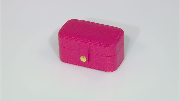 Berry Pink Compact Sparkle Jewelry Box with Fabric Interior and Removable Insert Video Thumbnail