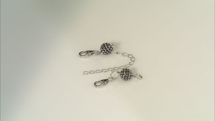 Black Spinel Rhodium Over Silver Magnetic Clasp set of 2 Video Thumbnail