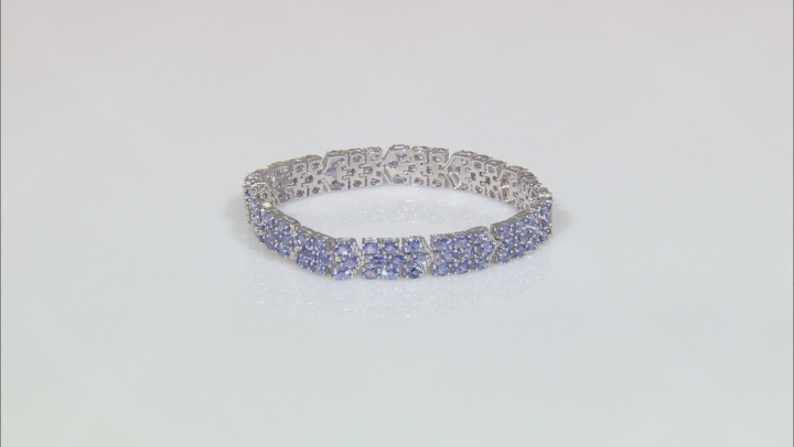 Blue tanzanite rhodium over sterling silver bracelet 15.47ctw