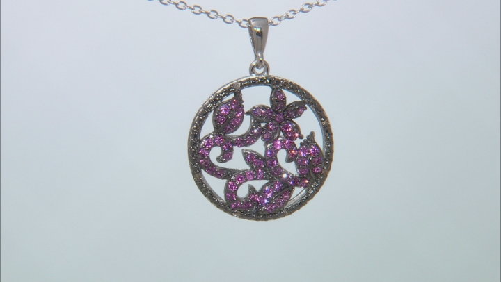 Magenta Rhodolite Rhodium Over Sterling Silver Pendant with Chain .69ctw Video Thumbnail