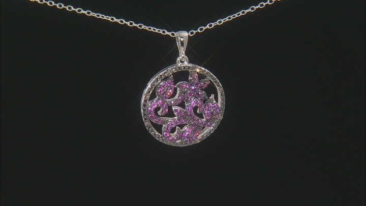 Magenta Rhodolite Rhodium Over Sterling Silver Pendant with Chain .69ctw Video Thumbnail