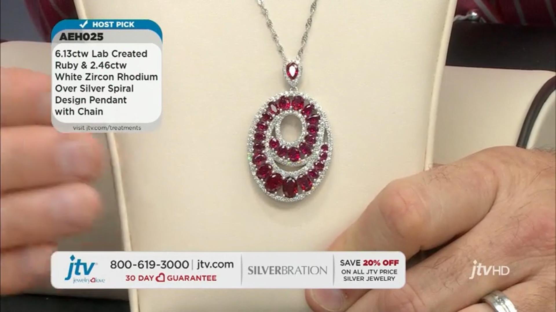 Red Lab Created Ruby Rhodium Over Silver Pendant with Chain 8.59ctw Video Thumbnail