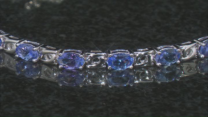 Blue Tanzanite Rhodium Over Sterling Silver Bracelet 5.86ctw