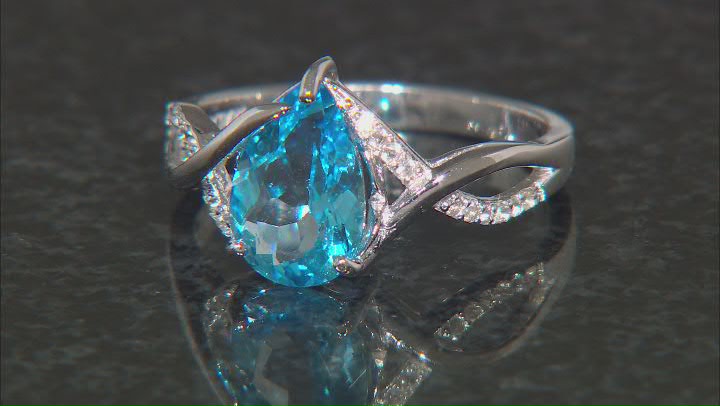 Blue Topaz Rhodium Over Sterling Silver Ring 3.70ctw Video Thumbnail
