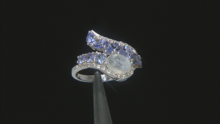 White Rainbow Moonstone Rhodium Over Sterling Silver Ring 1.51ctw Video Thumbnail