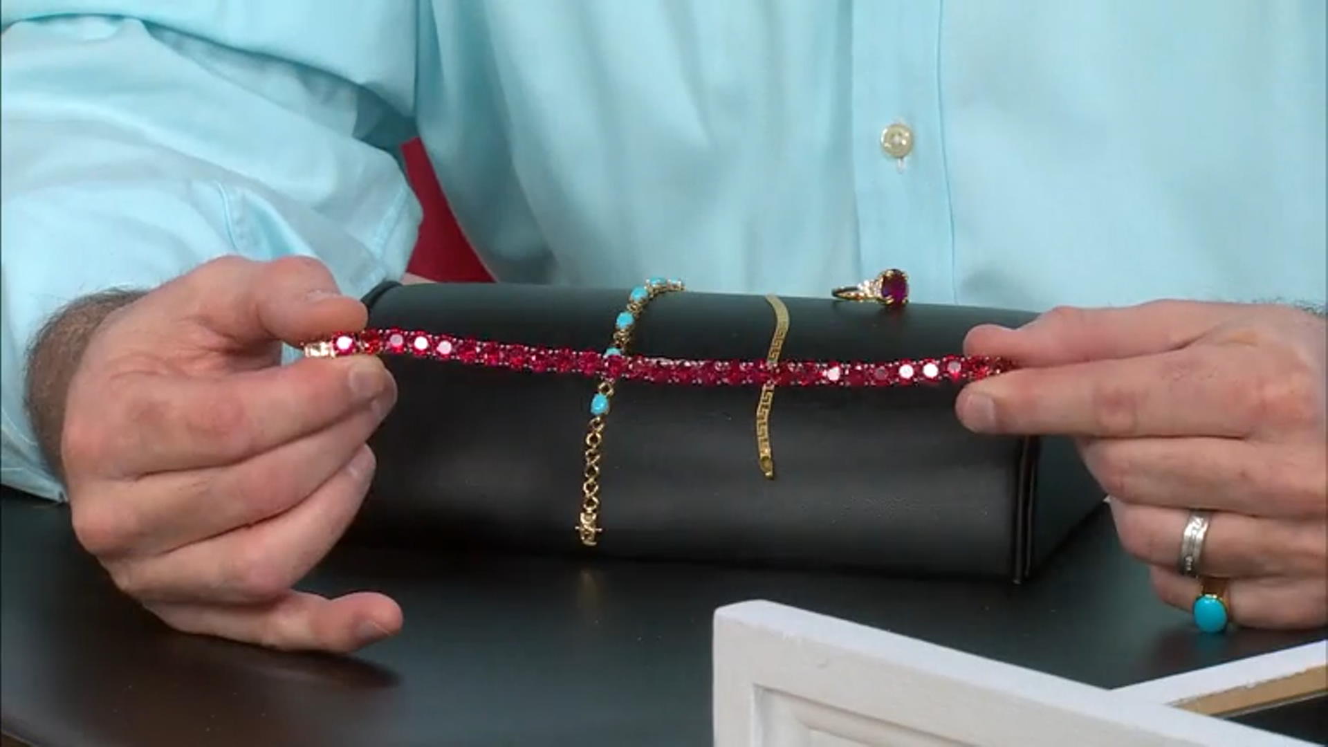 Red lab created ruby 18k rose gold over silver bracelet 38.25ctw Video Thumbnail