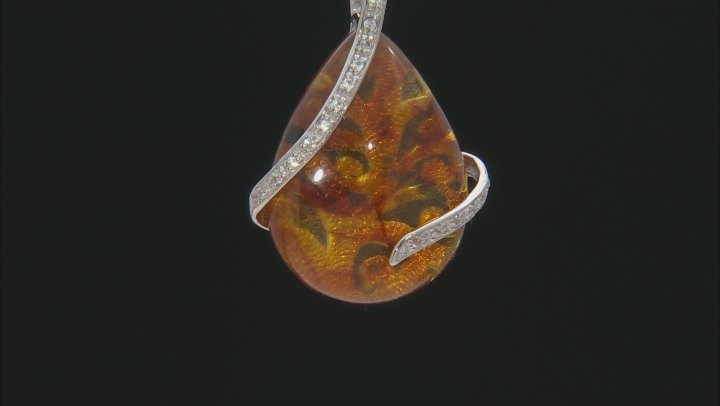 Orange amber rhodium over silver slide with chain Video Thumbnail
