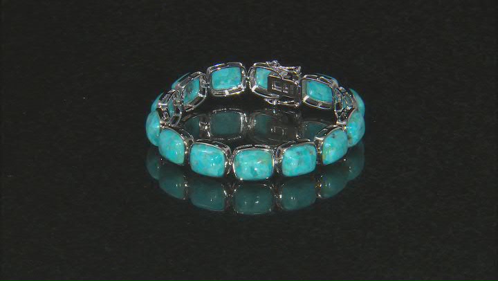 Blue Turquoise Rhodium Over Silver Bracelet Video Thumbnail