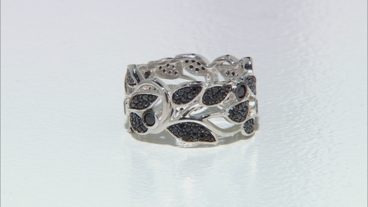 Black Spinel Rhodium Over Silver Ring 1.12ctw Video Thumbnail