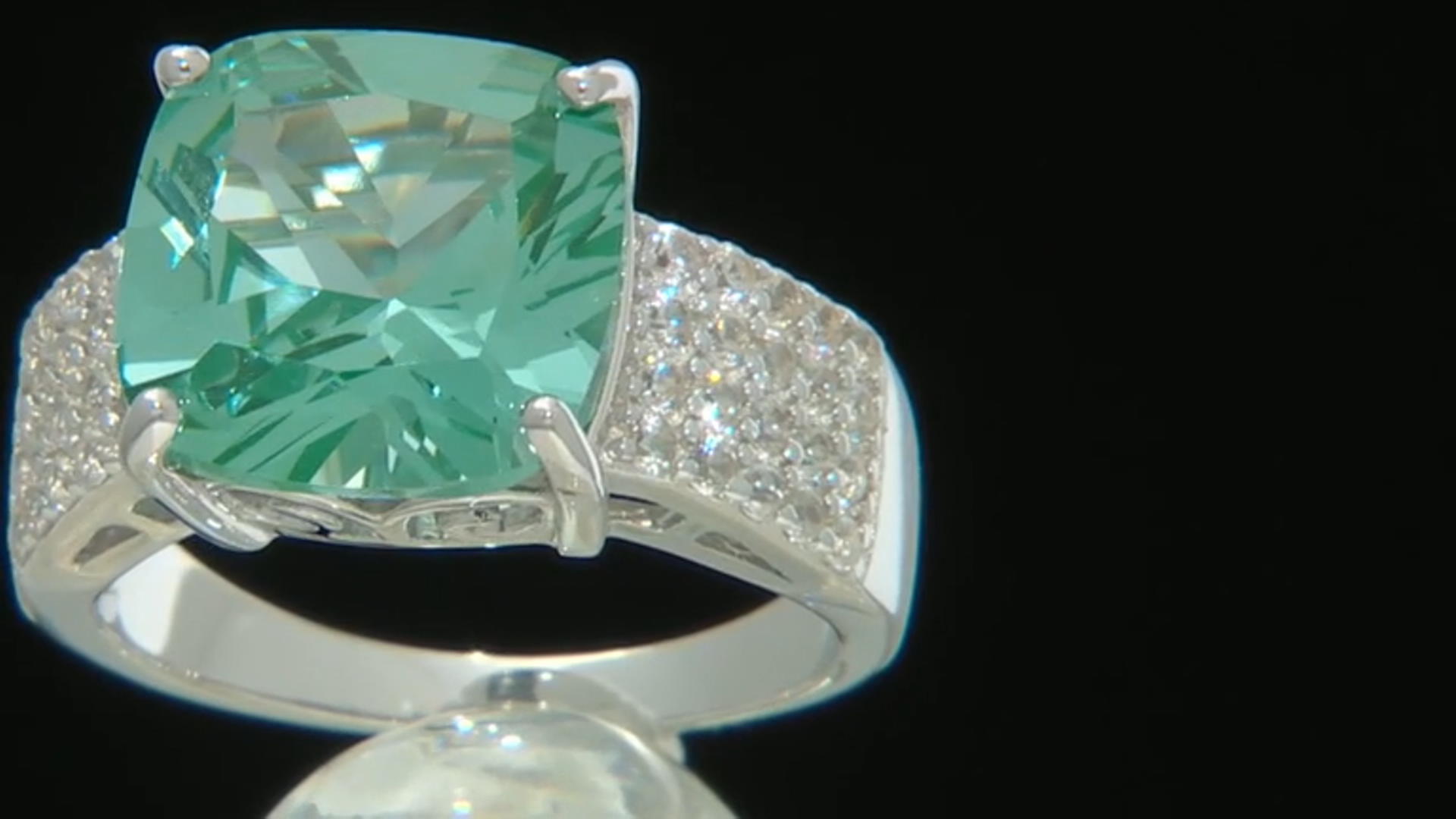Lab created green spinel rhodium over silver ring 7.59ctw Video Thumbnail
