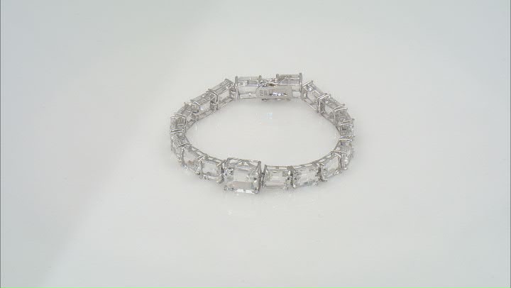 White Rock Crystal Quartz Rhodium Over Sterling Silver Bracelet 34.03ctw Video Thumbnail