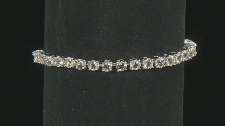 White Crystal Quartz Rhodium Over Sterling Silver Bolo Bracelet 4.05ctw Video Thumbnail