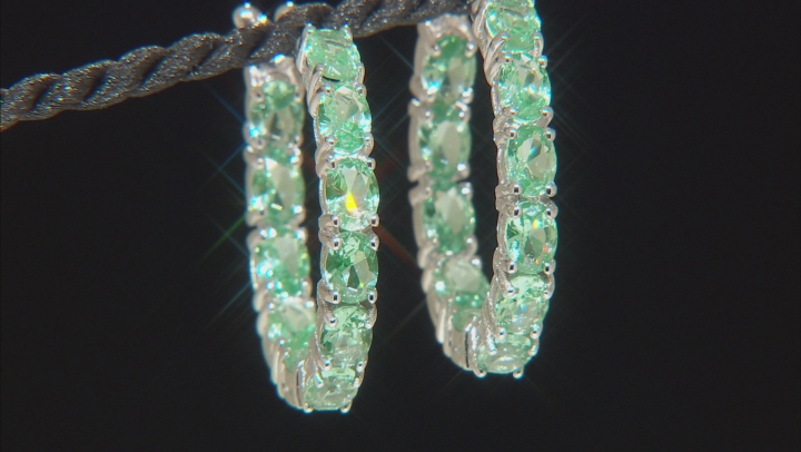 Green Lab Created Spinel Rhodium Over Silver Earrings Video Thumbnail
