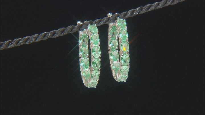 Green Lab Created Spinel Rhodium Over Silver Earrings Video Thumbnail