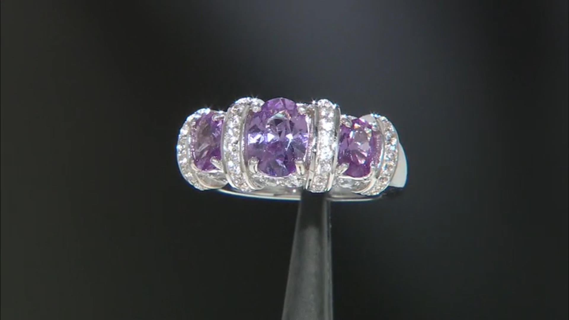 Lab Created Sapphire Rhodium Over Sterling Silver Ring. 2.39ctw Video Thumbnail