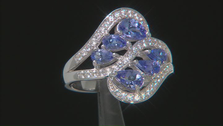 Blue tanzanite rhodium over sterling silver ring 1.84ctw Video Thumbnail