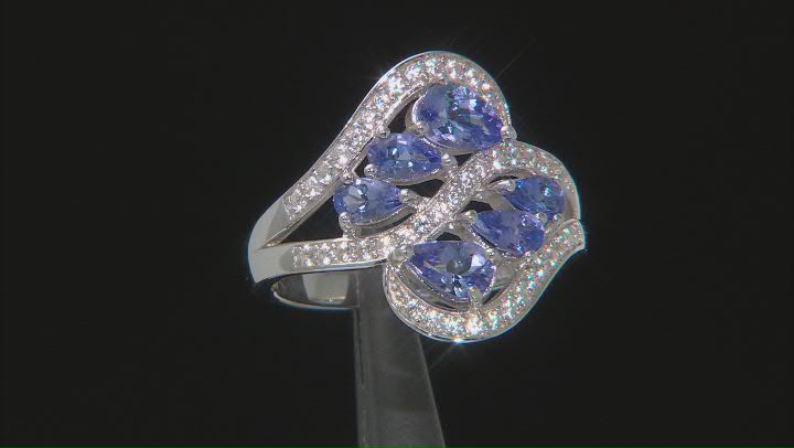 Blue tanzanite rhodium over sterling silver ring 1.84ctw Video Thumbnail