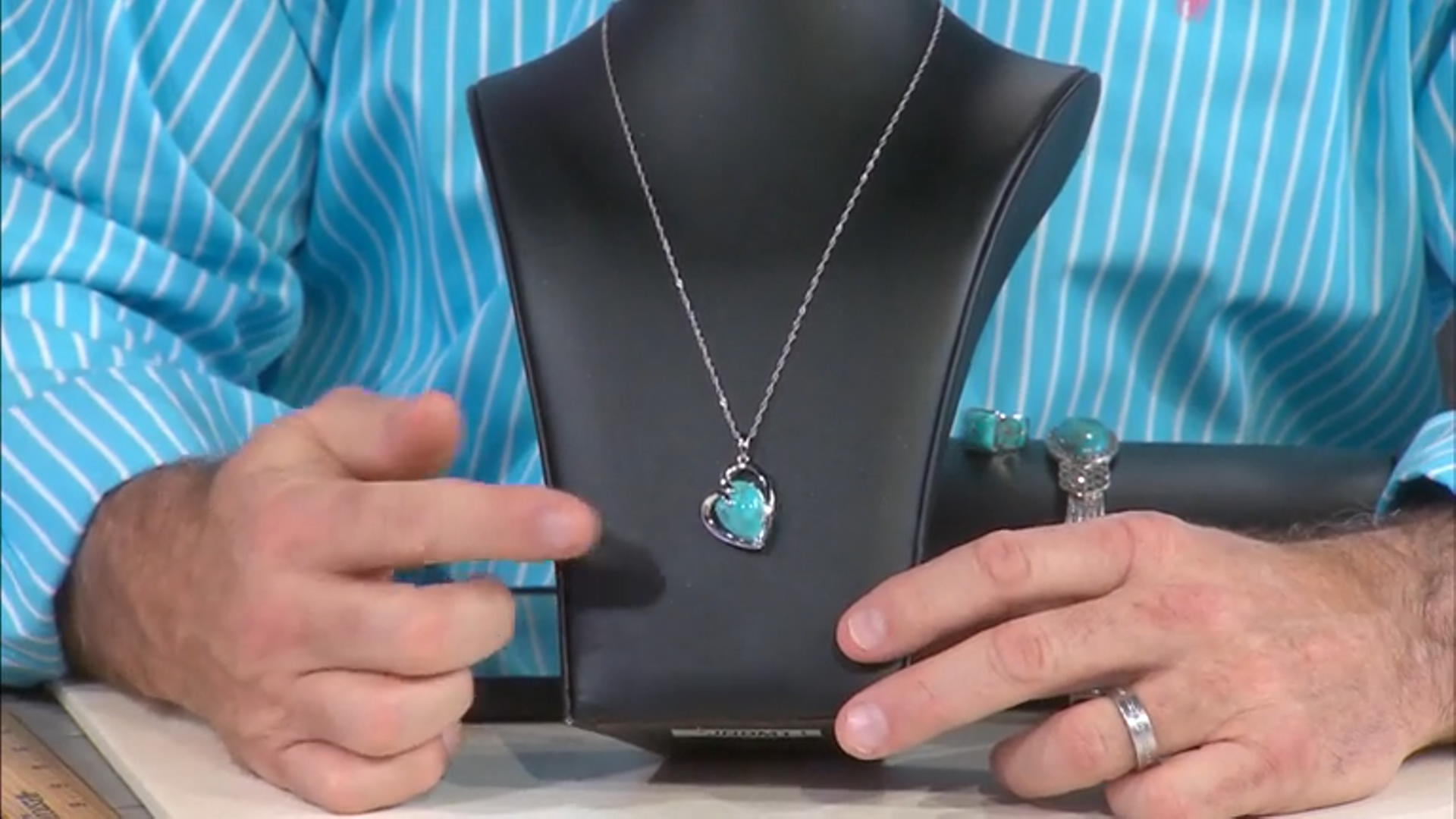 Blue Composite Turquoise Rhodium Over Sterling Silver Heart Pendant With Chain Video Thumbnail