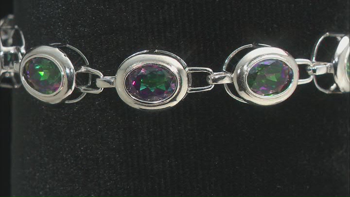 Multi-Color Quartz Rhodium Over Sterling Silver Tennis Bracelet 16.44ctw