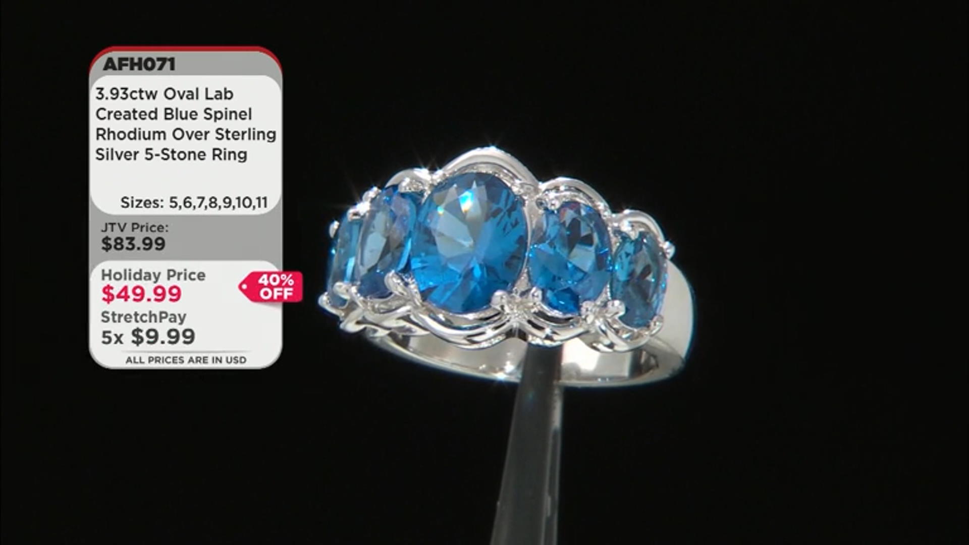 Blue Lab Created Spinel Rhodium Over Sterling Silver Ring 3.93ctw Video Thumbnail