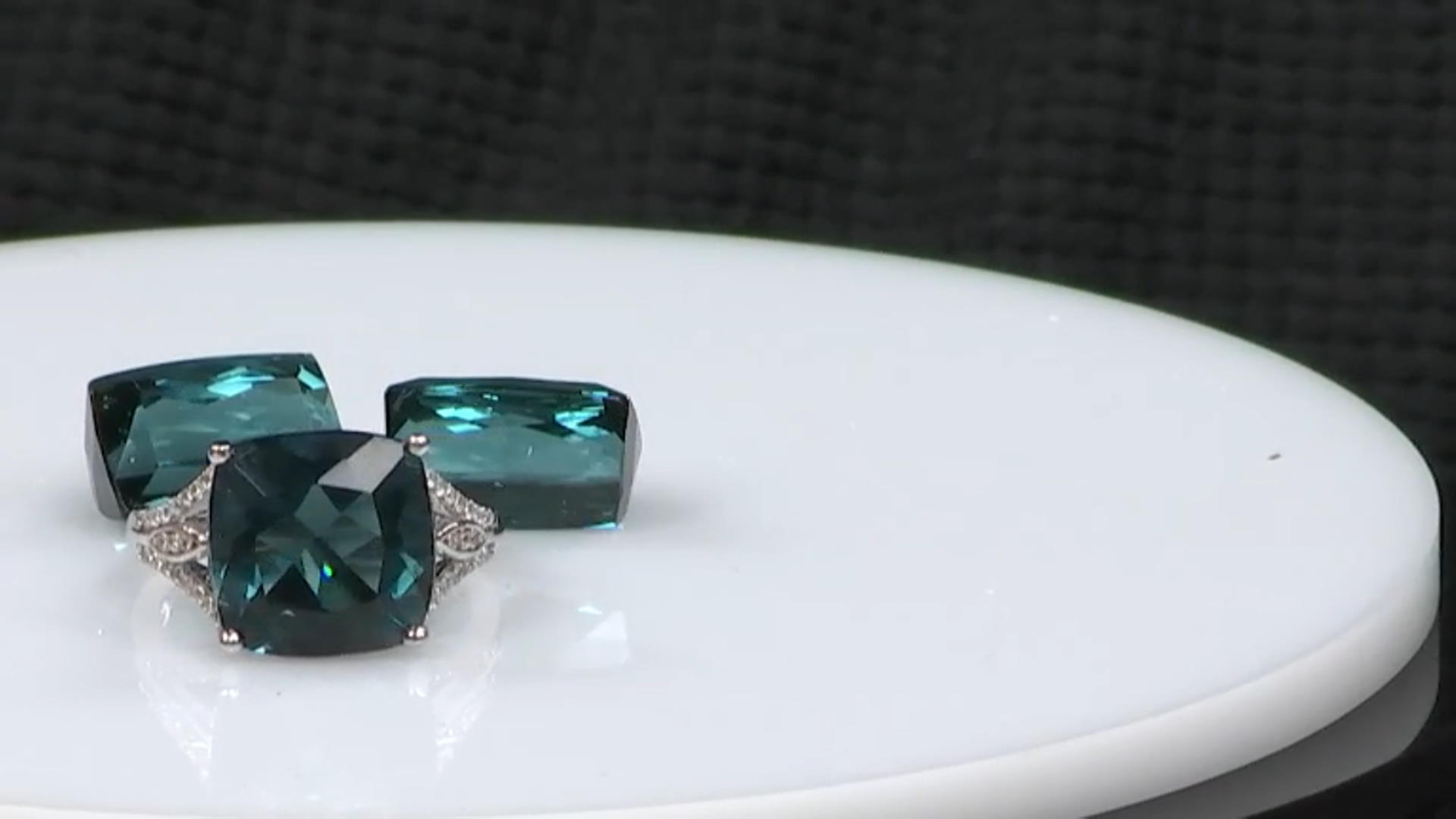 Teal Fluorite Rhodium Over Silver Ring 7.40ctw