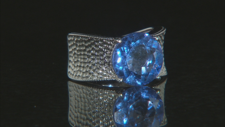 Blue Color Shift Fluorite Rhodium Over Silver Ring 6.79ct Video Thumbnail