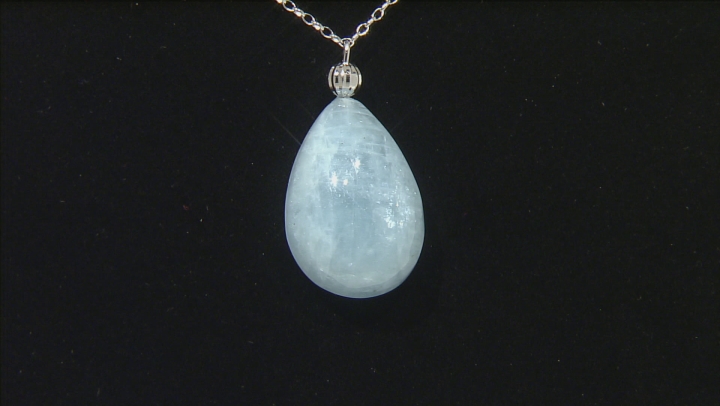 6-7mm Freshwater Pearl, Aquamarine Rhodium Over Sterling Silver Necklace 18 inch Video Thumbnail