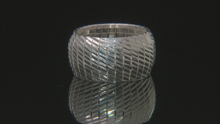 Sterling Silver Diamond Cut Omega Wide Band Ring Video Thumbnail